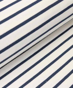 Sommersweat, Sweatshirt Stoff Ecru mit Streifen – Marine